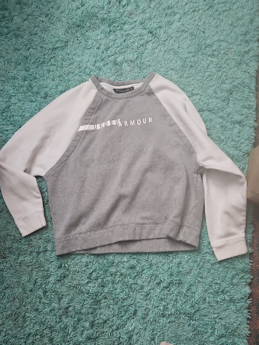 Under Armour Gray and White Raglan Pullover Sweatshirt